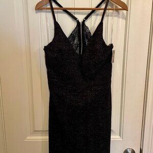 NWT Planet Gold Chevron Lurex Stretchy Dressy Dress XL Back Area is Open